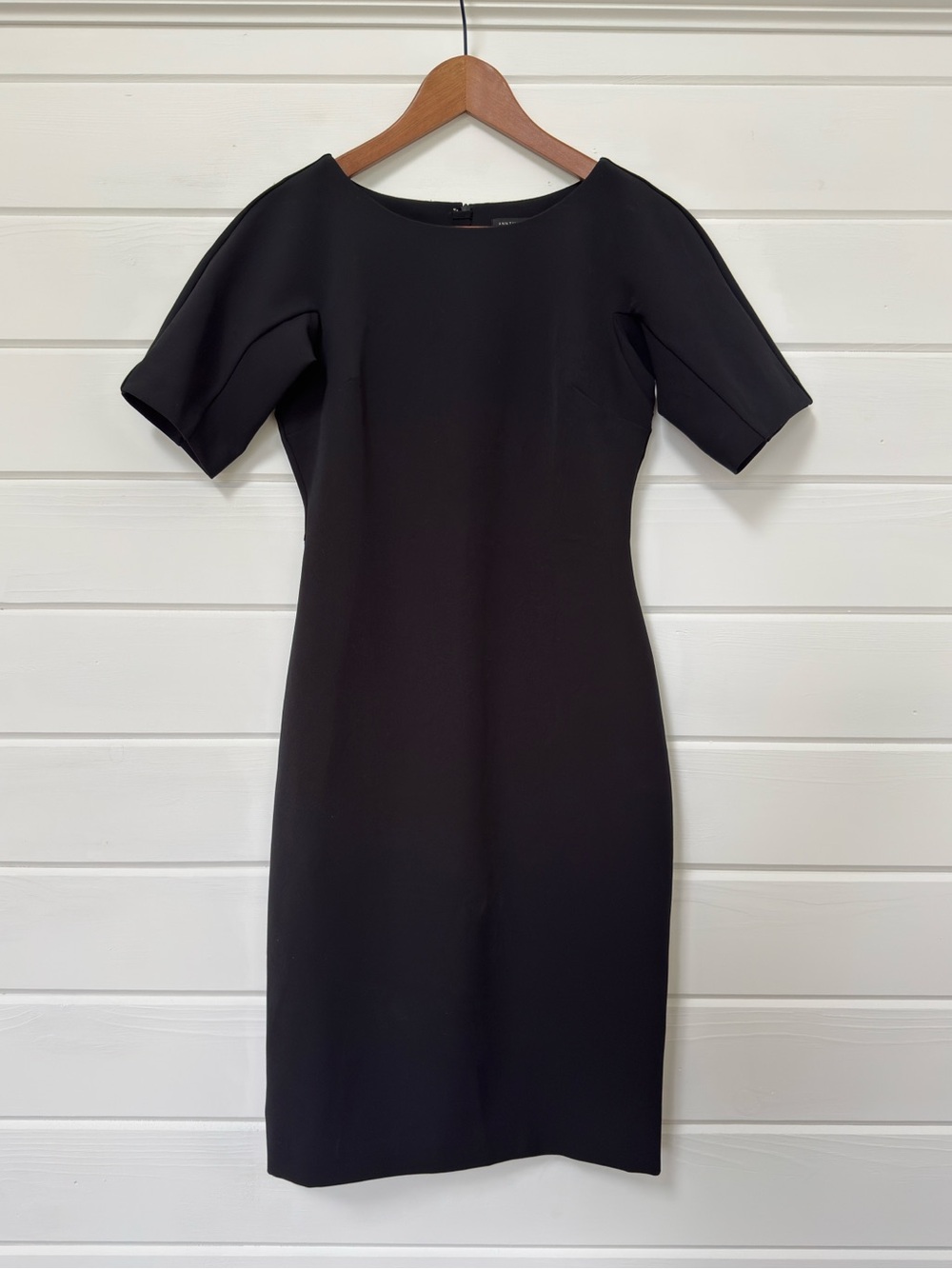 Ann Taylor Black Midi Sheath Dress with Short Sleeves 2